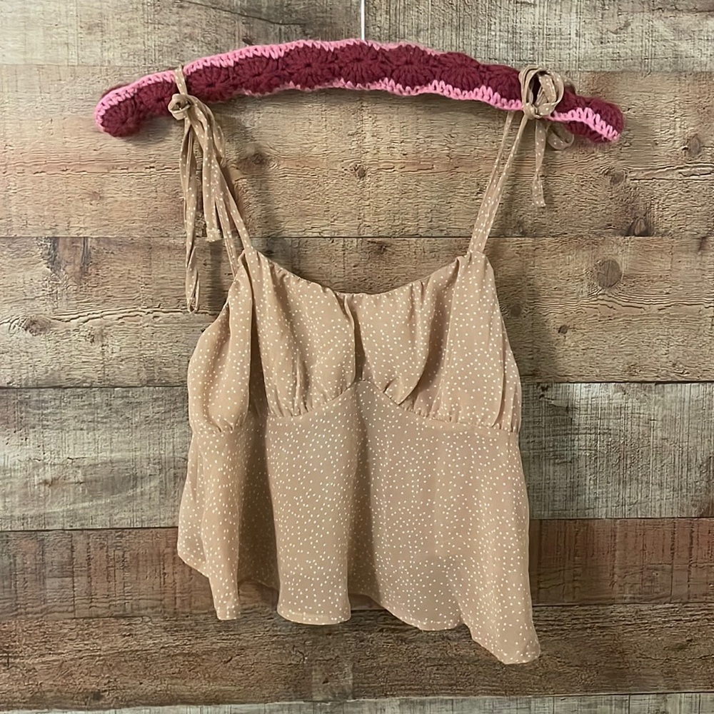 Shein Beige Polka Dot Cropped Tank